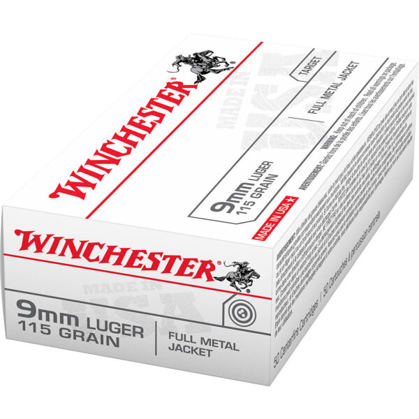 Winchester USA Full Metal Jacket 9 mm Luger 115-Grain Handgun Ammunition