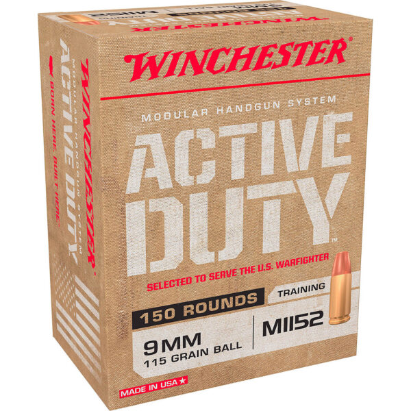 Winchester M1152 Modular Handgun System Active Duty 9mm 115-Grain Centerfire Ammunition