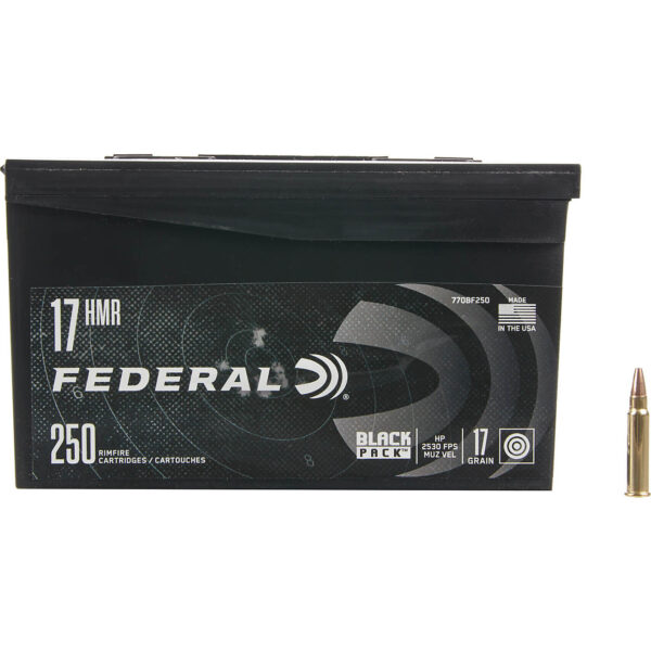 Federal Premium Black Pack .17 HMR 17-Grain HP Rimfire Ammunition 250-Rounds