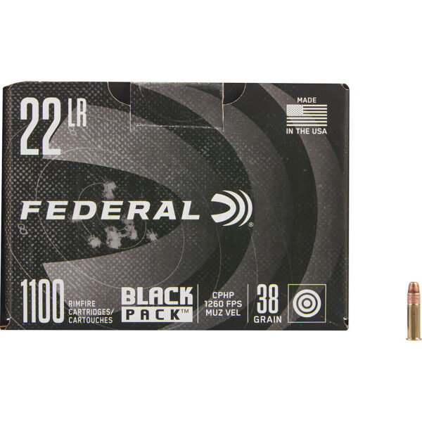 Federal Premium Black Pack .22 LR 38-Grain CPHP Rimfire Ammunition 1100-Rounds