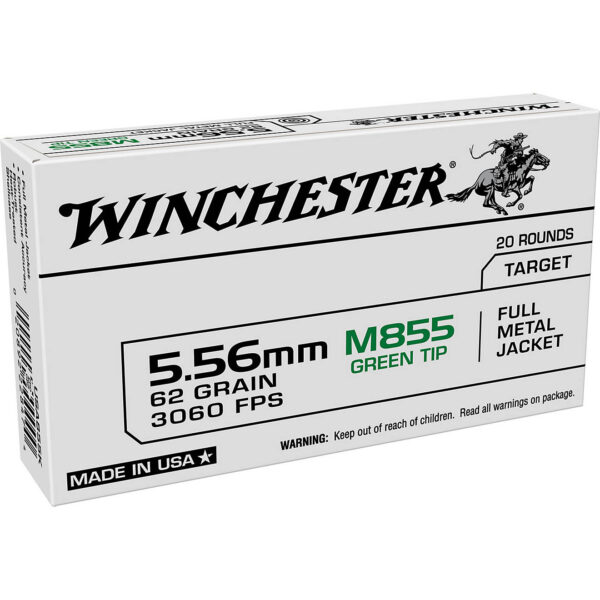 Winchester USA 5.56x45mm NATO 62-Grain Full Metal Jacket Lead Core Ammunition