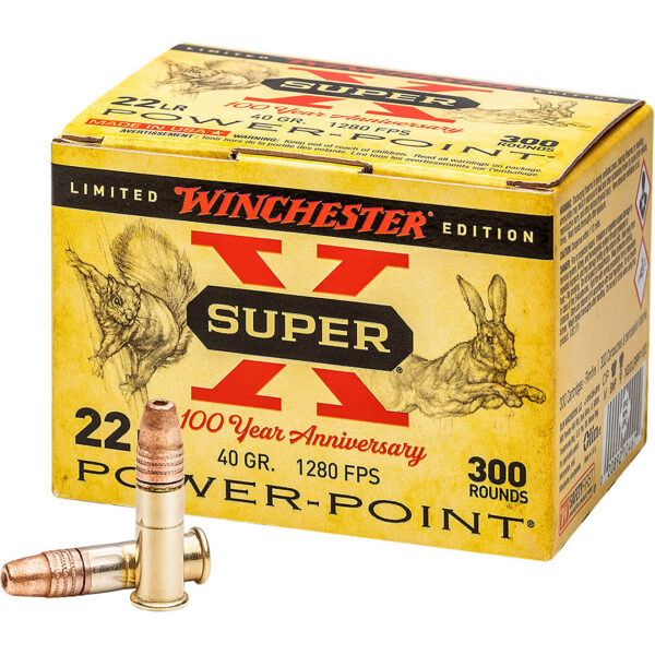 Winchester Power Point 100 Year 22LR 40-Grain Rimfire Ammunition